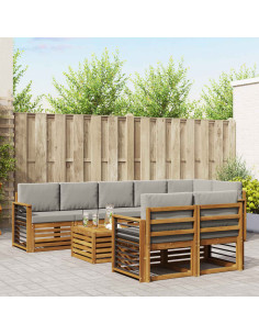 Set divani con cuscino 9 pcs Grigio Naturale e Chiaro