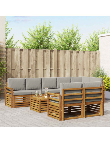 Set divani con cuscino 9 pcs Grigio Naturale e Chiaro