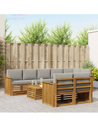 Set divani con cuscino 9 pcs Grigio Naturale e Chiaro