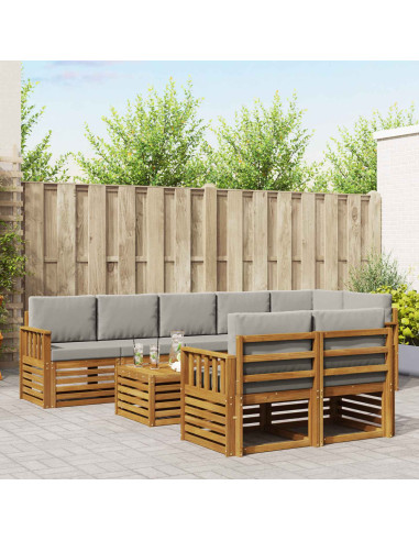 Set divani con cuscino 9 pcs Grigio Naturale e Chiaro