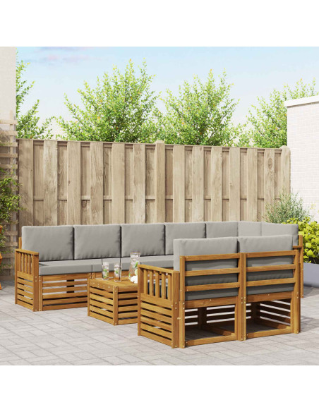 Set divani con cuscino 9 pcs Grigio Naturale e Chiaro