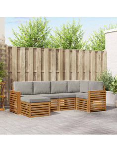 Set divani con cuscino 6 pcs Grigio Naturale e Chiaro