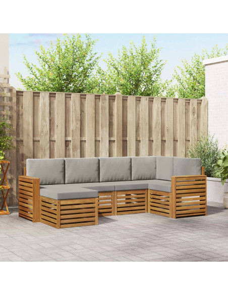 Set divani con cuscino 6 pcs Grigio Naturale e Chiaro