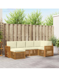 Set divani 6 pcs Naturale e Crema Legno di Acacia Massello