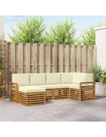 Set divani 6 pcs Naturale e Crema Legno di Acacia Massello