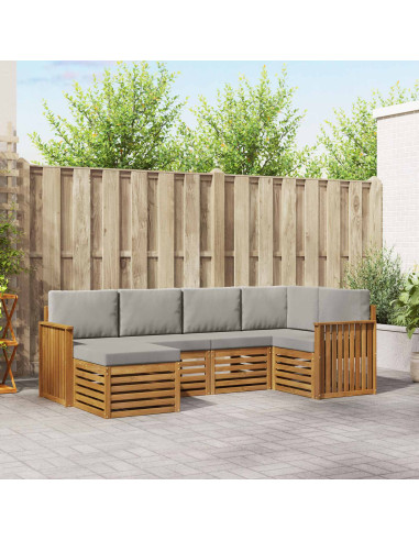 Set divani con cuscino 6 pcs Grigio Naturale e Chiaro