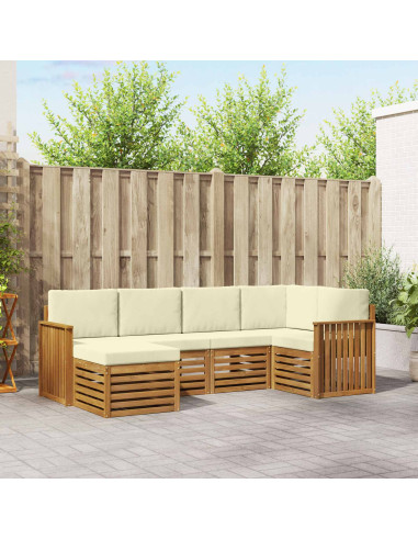 Set divani 6 pcs Naturale e Crema Legno di Acacia Massello