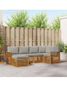 Set divani con cuscino 6 pcs Grigio Naturale e Chiaro