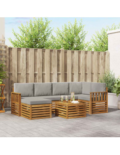 Set divani con cuscino 7 pcs Grigio Naturale e Chiaro