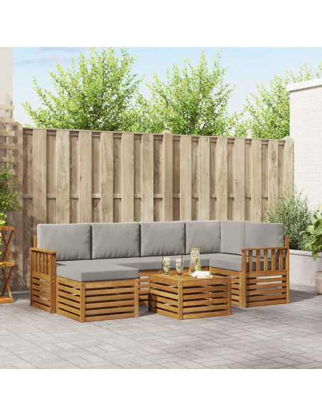 Set divani con cuscino 7 pcs Grigio Naturale e Chiaro