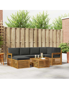 Set divani 7 pcs Naturale e Antracite Legno di Acacia Massello