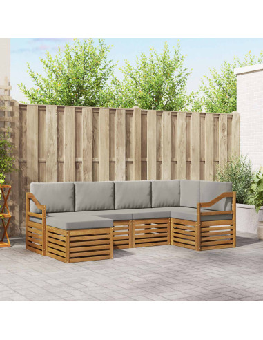 Set divani con cuscino 6 pcs Grigio Naturale e Chiaro