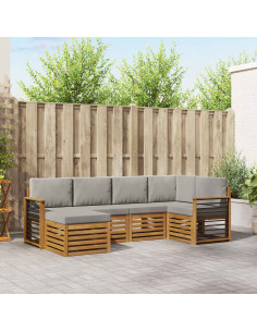 Set divani con cuscino 6 pcs Grigio Naturale e Chiaro