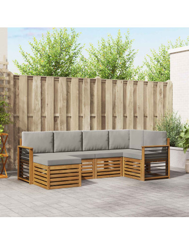 Set divani con cuscino 6 pcs Grigio Naturale e Chiaro