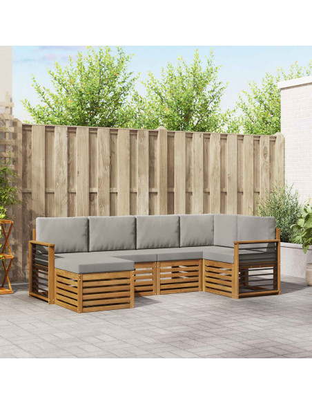 Set divani con cuscino 6 pcs Grigio Naturale e Chiaro