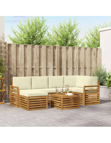 Set divani 7 pcs Naturale e Crema Legno di Acacia Massello