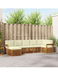 Set divani 7 pcs Naturale e Crema Legno di Acacia Massello