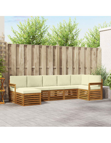 Set divani 7 pcs Naturale e Crema Legno di Acacia Massello
