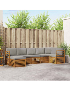 Set divani con cuscino 7 pcs Grigio Naturale e Chiaro