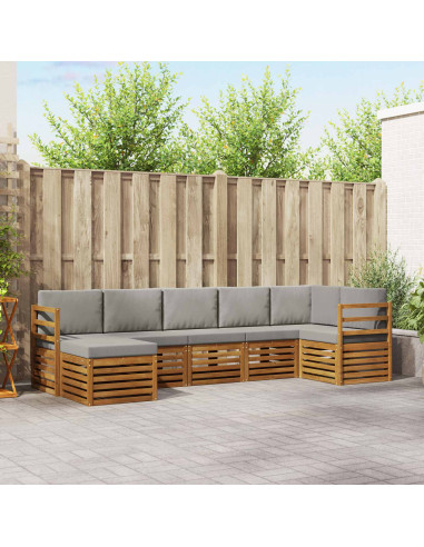 Set divani con cuscino 7 pcs Grigio Naturale e Chiaro