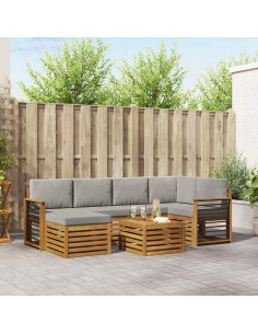 Set divani con cuscino 7 pcs Grigio Naturale e Chiaro