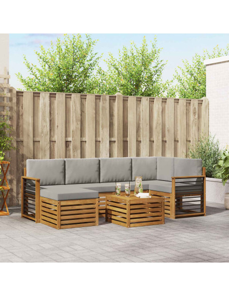 Set divani con cuscino 7 pcs Grigio Naturale e Chiaro