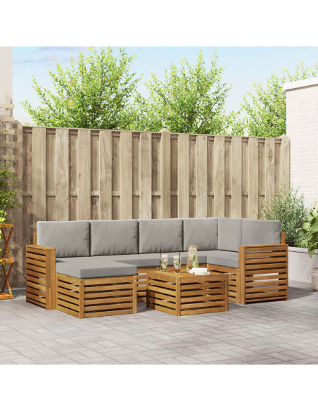 Set divani con cuscino 7 pcs Grigio Naturale e Chiaro