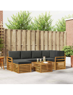 Set divani 7 pcs Naturale e Antracite Legno di Acacia Massello