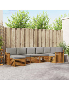 Set divani con cuscino 7 pcs Grigio Naturale e Chiaro