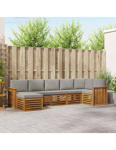 Set divani con cuscino 7 pcs Grigio Naturale e Chiaro