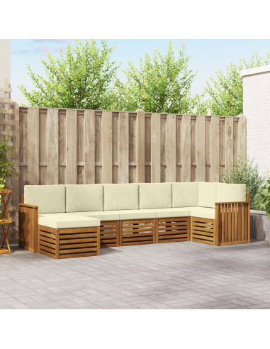 Set divani 7 pcs Naturale e Crema Legno di Acacia Massello