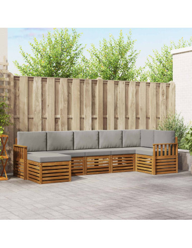 Set divani con cuscino 7 pcs Grigio Naturale e Chiaro