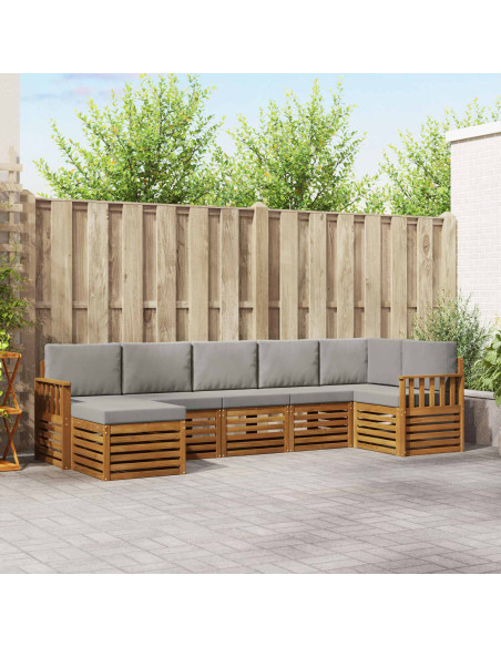 Set divani con cuscino 7 pcs Grigio Naturale e Chiaro