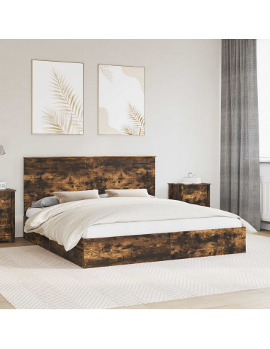 Letto con Contenitore con testiera Rovere fumé 180 x 200 cm