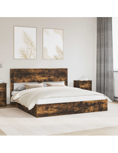 Letto con Contenitore con testiera Rovere fumé 180 x 200 cm