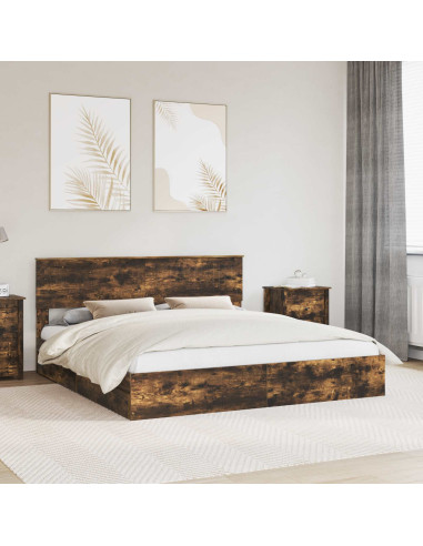 Letto con Contenitore con testiera Rovere fumé 180 x 200 cm