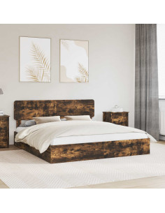 Letto con Contenitore con testiera Rovere fumé 180 x 200 cm