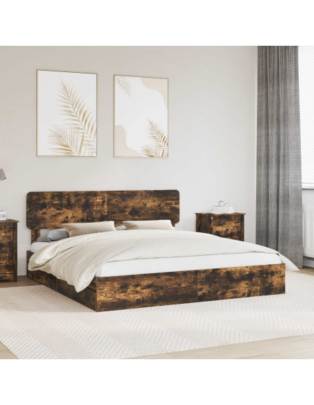Letto con Contenitore con testiera Rovere fumé 180 x 200 cm