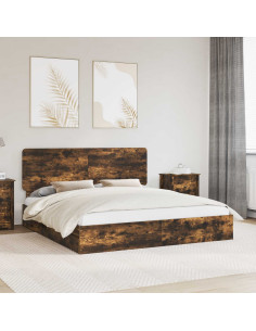 Letto con Contenitore con testiera Rovere fumé 180 x 200 cm