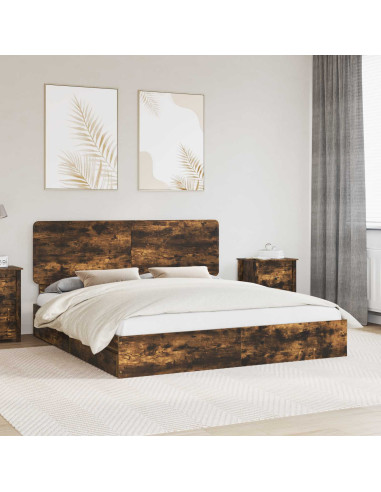 Letto con Contenitore con testiera Rovere fumé 180 x 200 cm