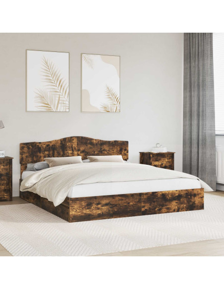 Letto con Contenitore con testiera Rovere fumé 180 x 200 cm