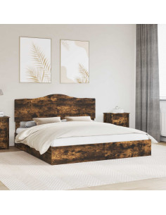 Letto con Contenitore con testiera Rovere fumé 180 x 200 cm