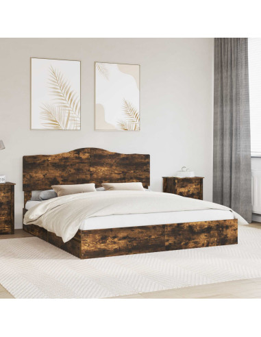 Letto con Contenitore con testiera Rovere fumé 180 x 200 cm