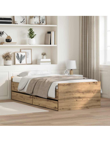 Struttura del letto con cassetto Rovere artigianale 90 x 200 cm
