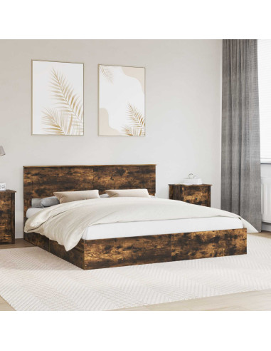 Letto con Contenitore con testiera Rovere fumé 180 x 200 cm