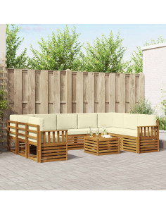 Set divani 10 pcs Naturale e Crema Legno di Acacia Massello