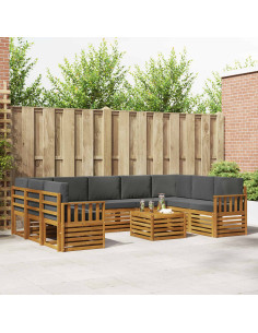 Set divani 10 pcs Naturale e Antracite Legno di Acacia Massello