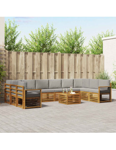 Set divani con cuscino 11 pcs Grigio Naturale e Chiaro