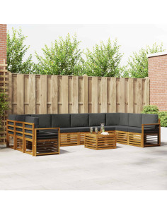 Set divani 11 pcs Naturale e Antracite Legno di Acacia Massello