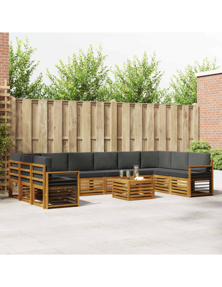 Set divani 11 pcs Naturale e Antracite Legno di Acacia Massello